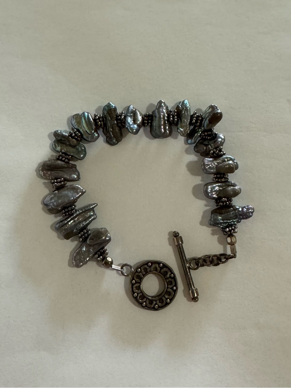 Freshwater Pearl Toggle Bracelet in Peacock